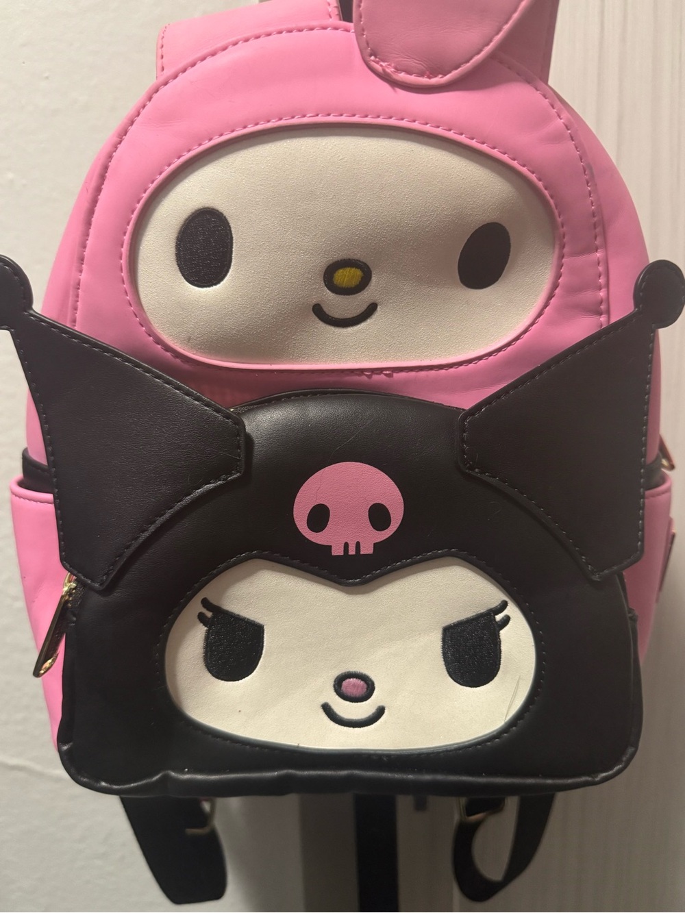 Loungefly Sanrio Pink and Black Kuromi/My Melody Character Mini Backpack